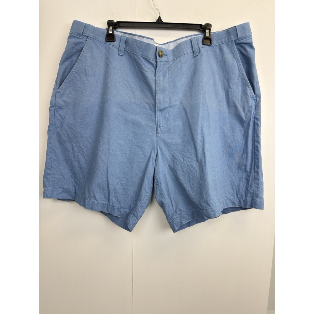 Croft & Barrow The Linen Blend Short Mens 42‎ Blue Flat Front Comfort Waistband